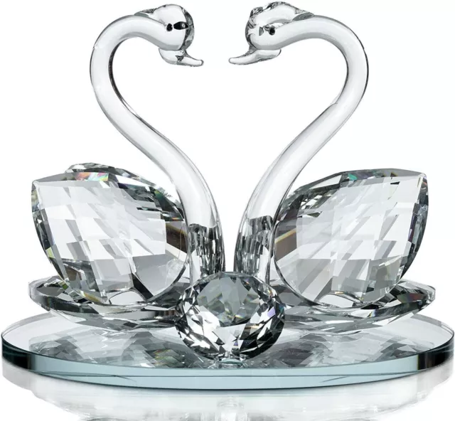 Crystal Glass Animal Double Swan Figurine Graceful Elegance for Your Decor