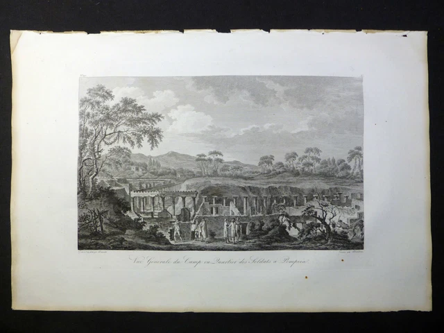 Incisione 18th engraving - general view of the Camp or Soldiers' Quarter in Pompeii
