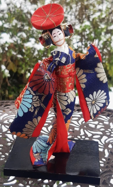 Trachten Puppe Geisha Kimono aus Japan 19 cm Stoff Handarbeit Souvenir Sammler