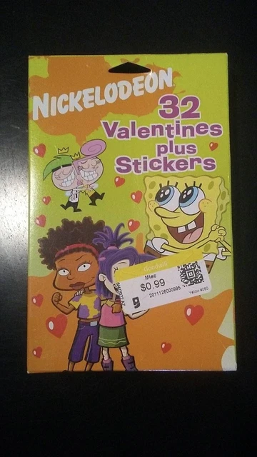 NICKELODEON VALENTINES DAY Cards Kids TV Cartoon Stickers Rugrats ...