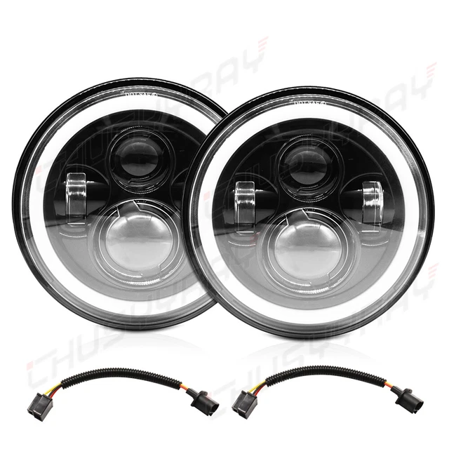 PAIR FOR FORD Escort MK1 LED 7" Headlights Halo Ring Hi/Lo Beam W/ Turn ...