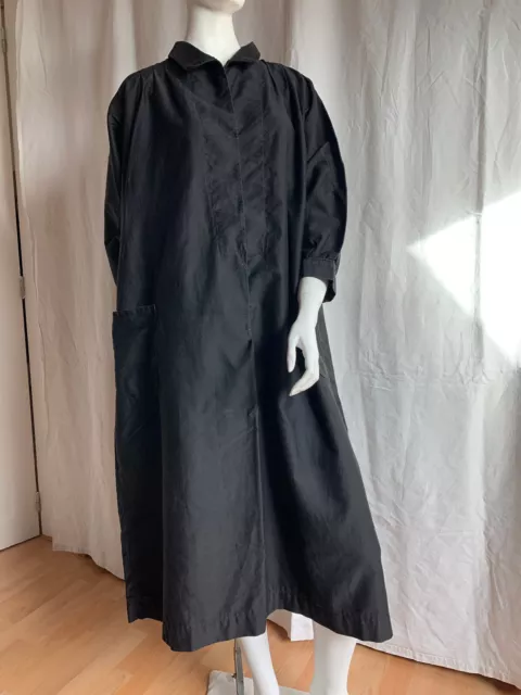 GRANDE BLOUSE DE TRAVAIL NOIRE ancienne en coton lustr type