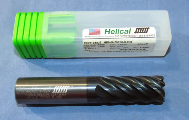 Helical Carbide End Mills 3/4 Dia. x 1-5/8 loc 0.060"cr 4" OAL Aplus (Use)