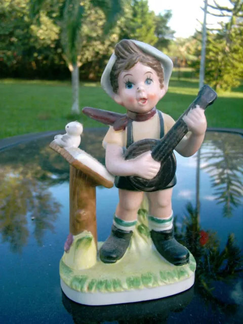 Vintage Little Boy with Banjo Ceramic   Figurine   Clearance Price