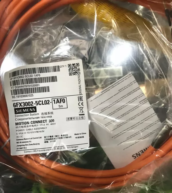 One New Siemens 6FX3002-5CL02-1AF0 5m High Inertia Power Cable Fast Shipping