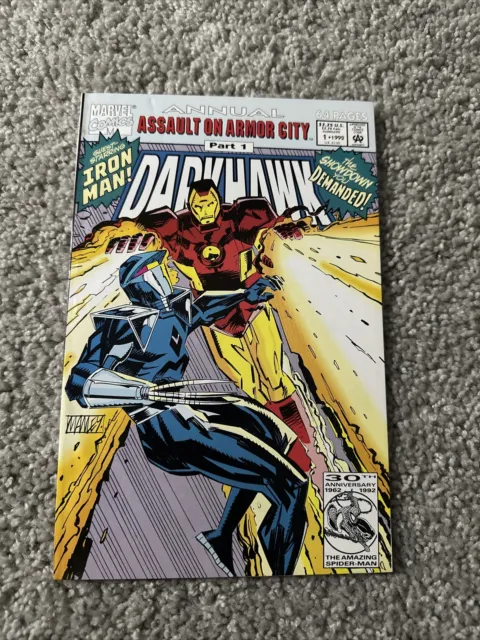 Darkhawk Annual #1 vs Iron Man Assault on Armor City Part 1 Marvel Comics 1992