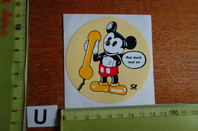 Alter Aufkleber Kommunikation Telefon Handy Post Walt Disney Micky Maus Ruf doch