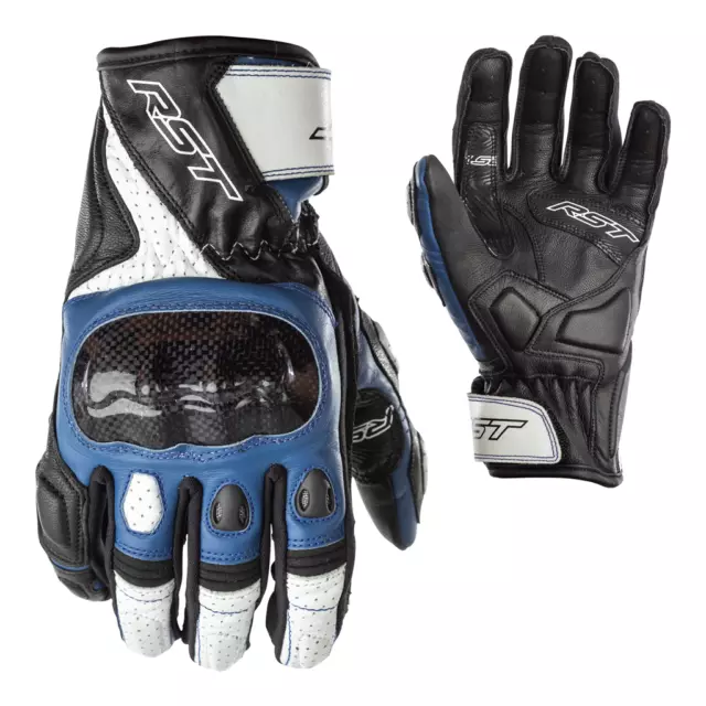 RST Stunt III Ce Cuir Mi Manchette SPORTS Gants Moto Noir Bleu