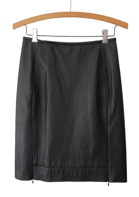 Diane von Furstenberg Skirt Womens Sz 0 Rita Black Leather Zip Pencil