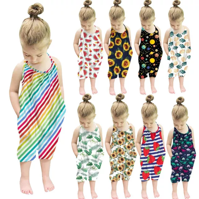 Toddler Kids Baby Girls Sleeveless Summer Romper Jumpsuit Playsuit Clothes