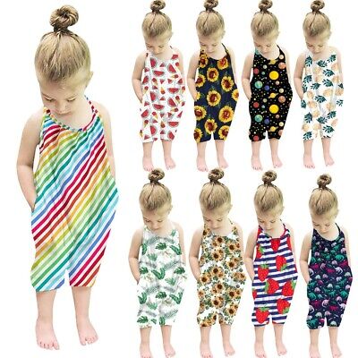 Toddler bambini Baby ragazze senza maniche estate pagliaccetto tutina pagliaccetto vestiti