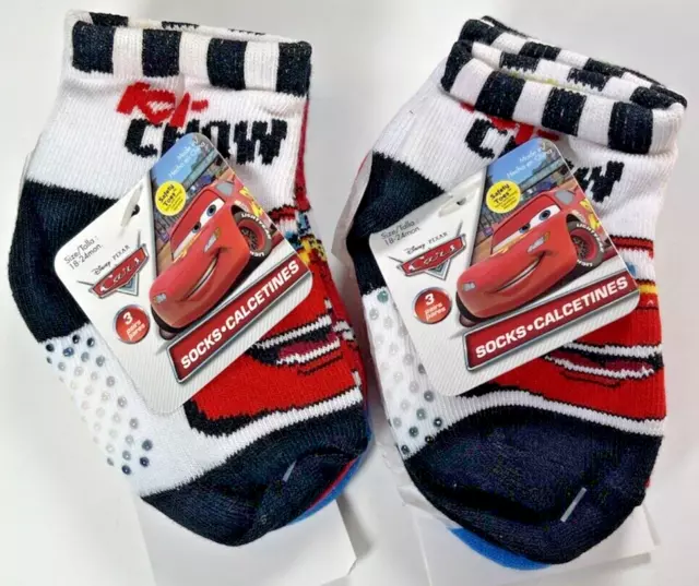 NEW 6 PAIRS Disney Cars Fold-Over Non Skid Socks Size 3-5T Ns227 $12.00 ...