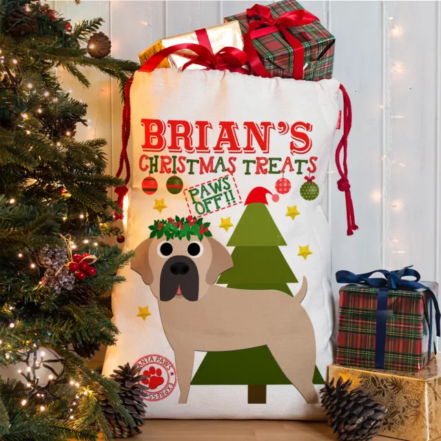 Personalised Dog Christmas Sack Bullmastiff Treat Stocking Puppy Present CDS16