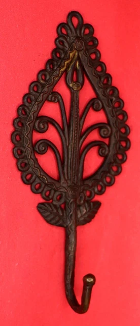 Leaf Shape Handmade Vintage Style Brass Towel Key Cloth Wall Hanger Hook BA2248