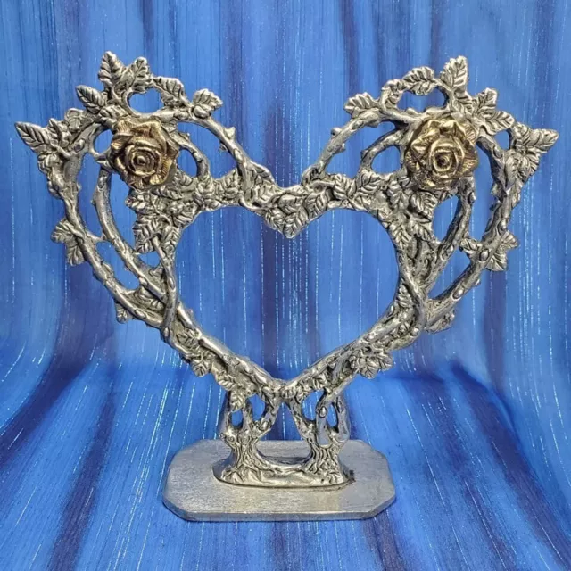 Estatuilla de peltre de peltre de pastel de boda corazón de rosa fundición hecha en EE. UU. *NUEVO*