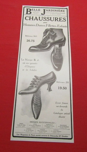 Advertising Pub Publicite Ancienne Advert 23.3 Belle Jardiniere Chaussures 1912