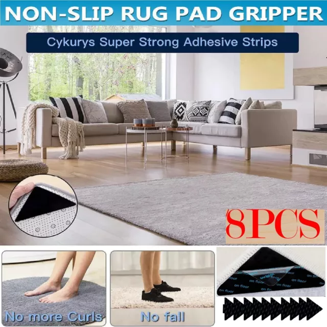 8PCS RUG GRIPPERS Non Slip Reusable Carpet Mat Gripper Anti Skid Washable Grip