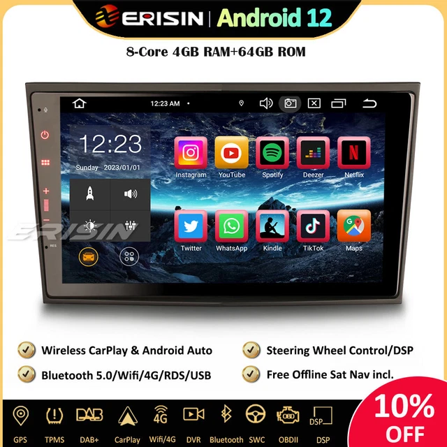 Opel Zafira B Android Radio JUNHUA 8" Schwarz Android Autoradio Mit 2+32GB Navi Ersaz Für Opel Corsa C D H Vectra Astra Zafira Meriva Vivaro Twintop Signum, Unterstüzt Wireless Carplay Android Auto