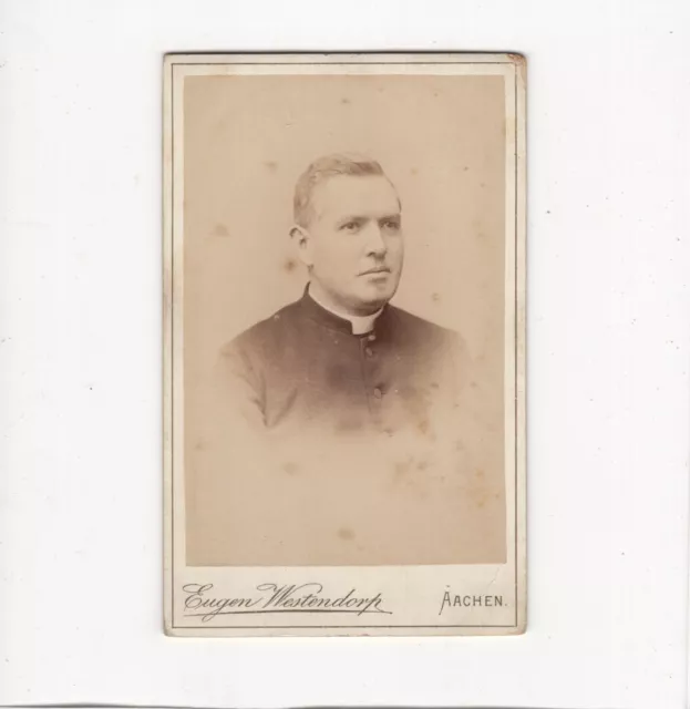 CDV Foto Herrenportrait / Geistlicher mit Widmung - Aachen um 1890