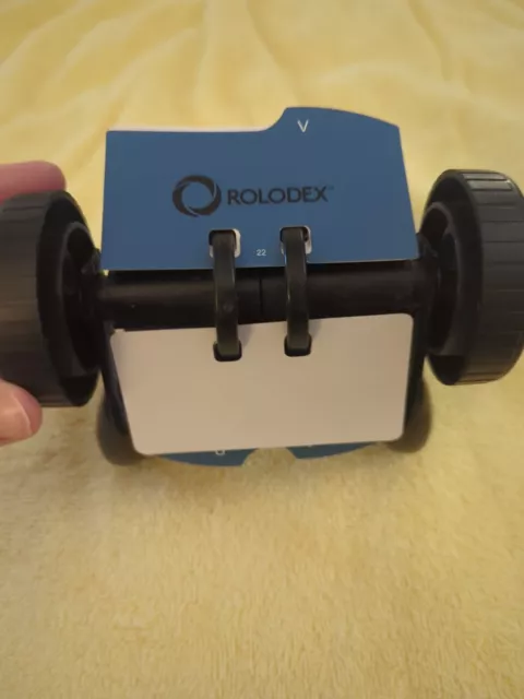 Vintage Rotary ROLODEX CARD FILE Black w/ dividers & Cards, Desk Office
