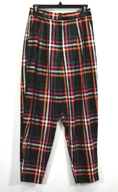 ASOS Womens Multicolor Tartan Plaid Pleated Front Straight Leg Casual Pants 6