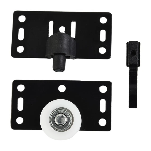 1Set Noir Porte Coulissante Roues Rouleaux Poulie Chemin for Placard Garde-Robe