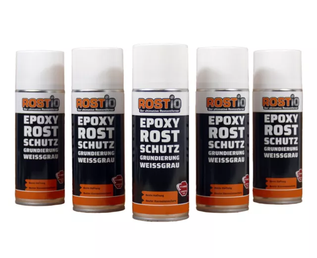 5 x Rostio Epoxy EP Grundierung Primer Rostschutz Rostumwandler Spray 5er Set