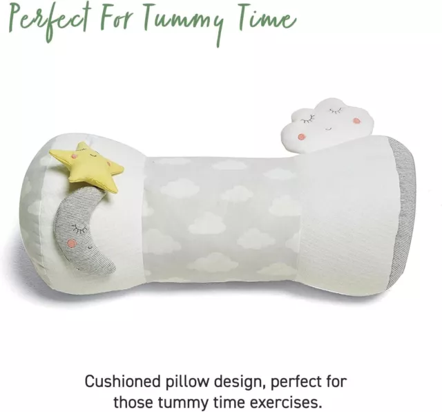 Tummy Time Soft Roll Pillow Dream Upon a Cloud Hanging Elements Chime & Squeaker