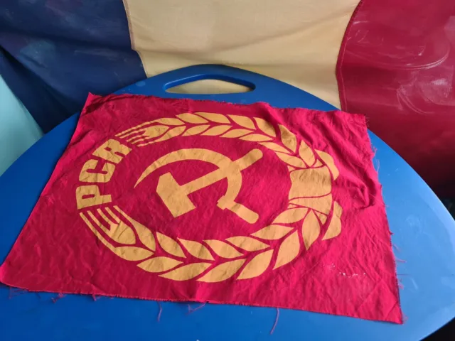Communist Party Cut Flag Romanian PCR flag Romania Ceausescu hammer and sickle 2