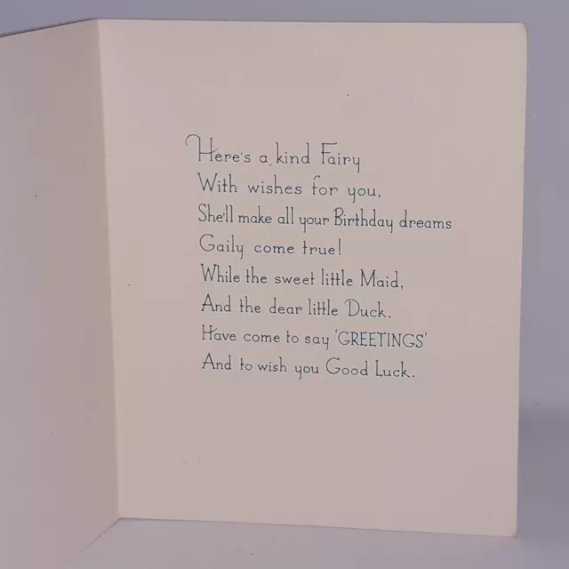 Vintage Deadstock 40s 50s Childs Birthday Joy Greetings Card Gilt Printed 3