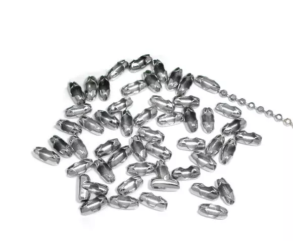 LOT de 400 CONNECTEURS FERMOIRS ARGENTE pour CHAINE BILLES 1 à 1,5mm SANS NICKEL