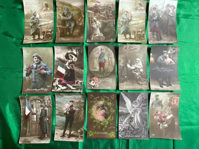 Lot De 15 CPA Patriotiques - Militaria Poilus WW1 Guerre 1914 18 patriotique