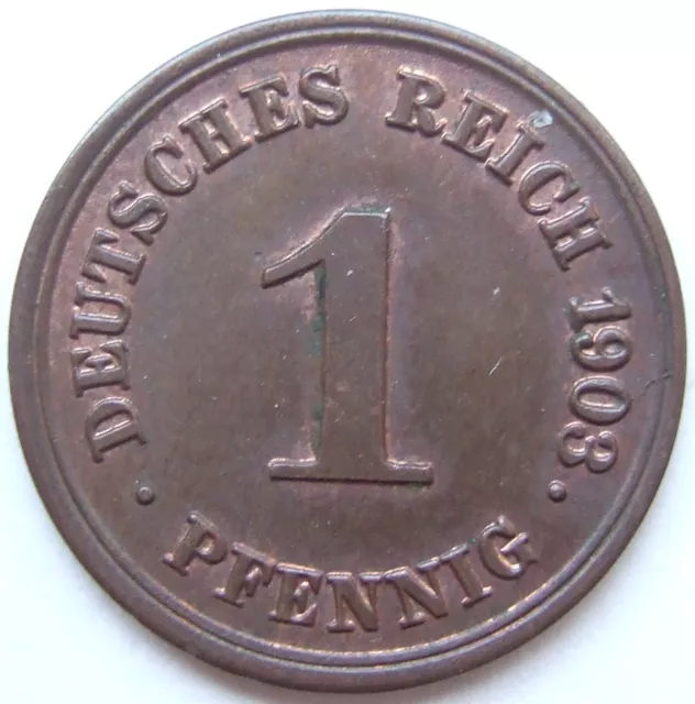 Münze Deutsches Reich Kaiserreich 1 Pfennig 1903 G in fast Stempelglanz