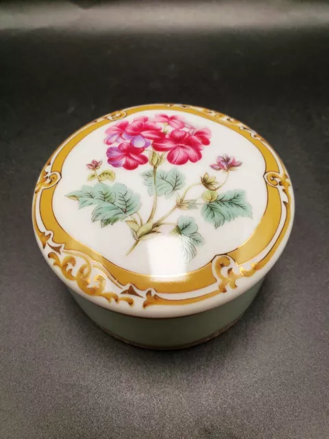 Japan Andrea by Sadek Porcelain Trinket Box w/ Lid Winterthur Pattern Floral 3"