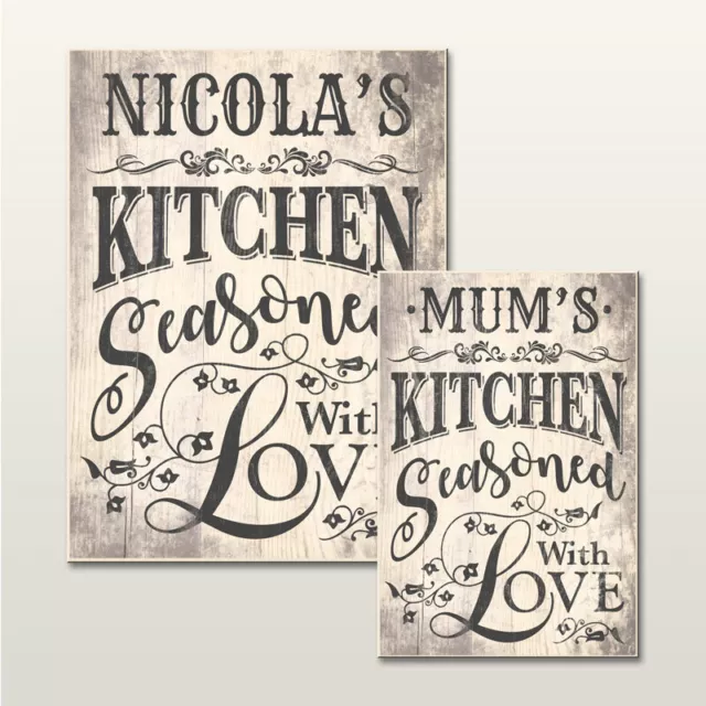 Personalised Kitchen Shabby Chic Style Vintage Retro Wooden Wall Plaque Sign.