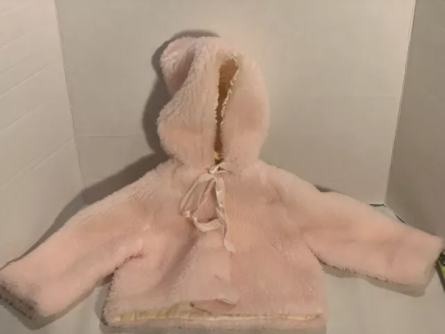 Vintage Toddler Jacket Pink With Lace Trim Hood Size Large By Little One 1960’s