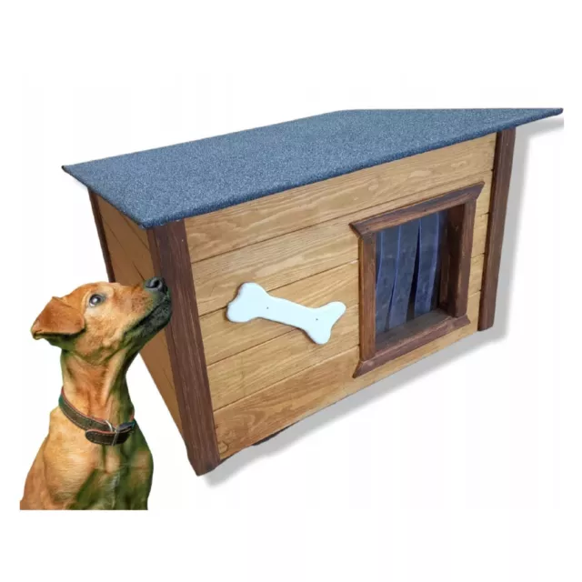 Hundehütte Outdoor Hundehaus Teak Höhle Winterfest Isoliert Holz 67 x 52 CM