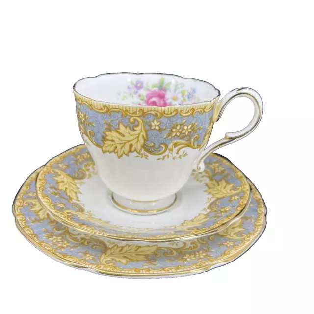 Vintage Paragon Double Warrant Pink Floral Rose Teacup Trio Setting for One