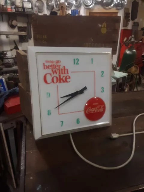 Vintage 1960'S Coca Cola Clock Sign Things Go Better With Coke HANOVER CLOCK CO.