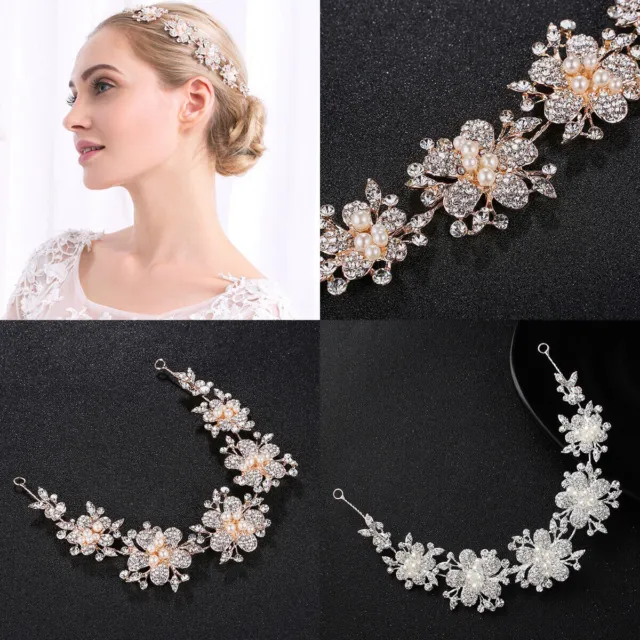 Pearl Crystal Rhinestone Wedding Bridal Prom Hair Clip Headband Tiara Headpiece