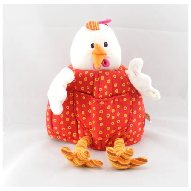 Doudou marionnette poule rouge pois LILLIPUTIENS - 4200