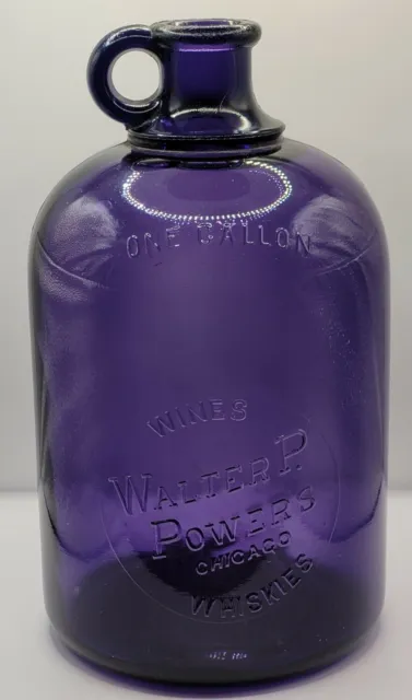 Deep Amethyst Walter P Powers Wines Whiskies Chicago Illinois Gallon Handled Jug