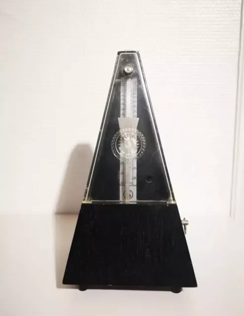 Vintage Métronome Mécanique Germany Musique Rythme en Bois Forme Pyramidale