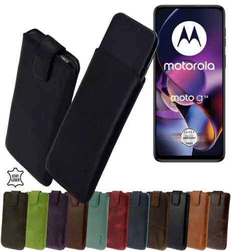 Suncase Funda Estuche Auténtico Cuero para Móvil Motorola Moto G54 5G