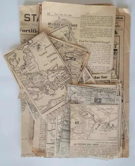 WWII In/Near Balkans Romania Hungary US Newspaper Maps 2+ Dozen Clips