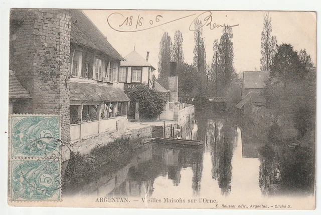 ARGENTAN - Orne - CPA 61 - Vieilles maisons sur l' Orne
