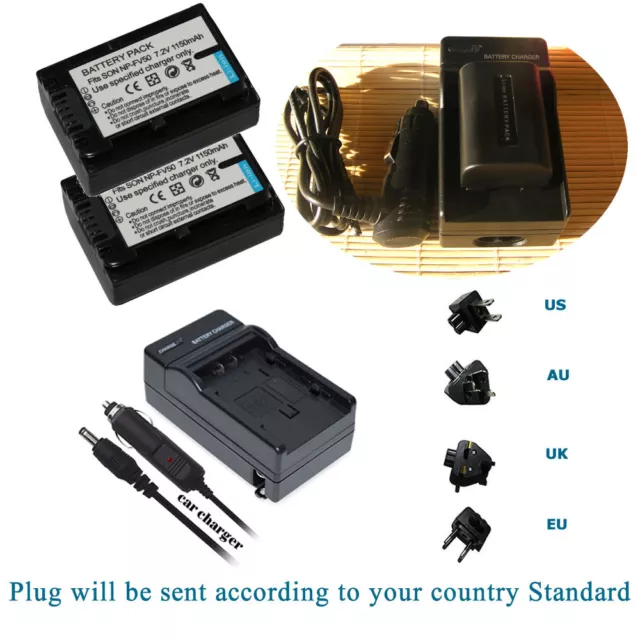TWO NP-FV50 Battery + Charger for SONY V Type A390 A330 NP- FP50 NP-FH50