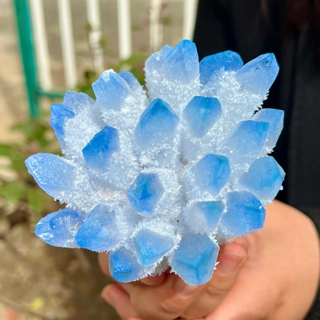 1.25LB  New Find sky blue Phantom Quartz Crystal Cluster Mineral Specimen