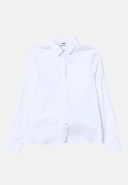 MSGM Camicie Bambina Bianco  Camicia bianca da bambina con ricamo Primavera esta