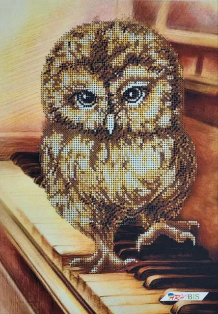 Bead Embroidery Kit Owl DIY Beaded Stitching Needlepoint a4-k-1223